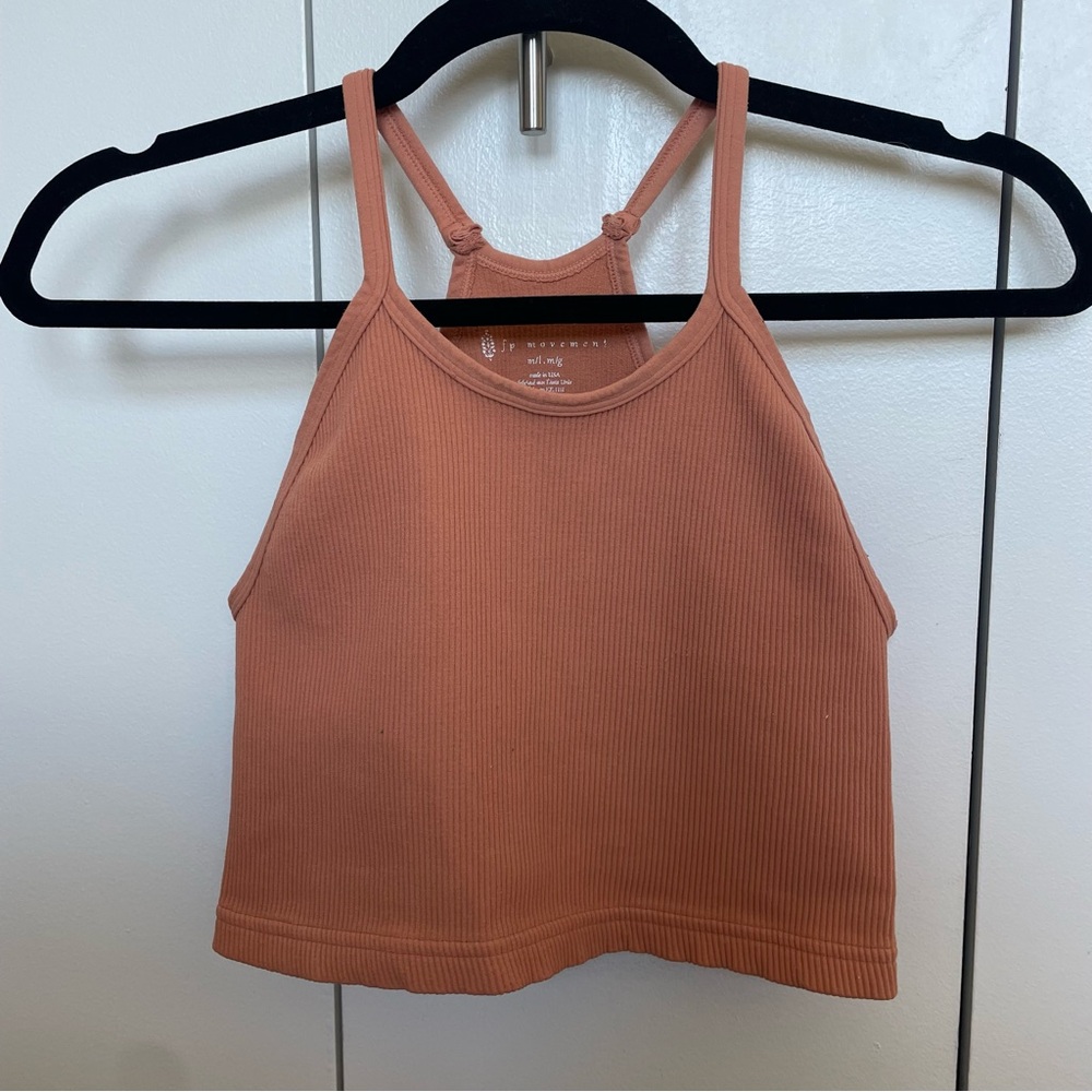 FP Movement by Free People Rust Ribbed Crop Tank Top